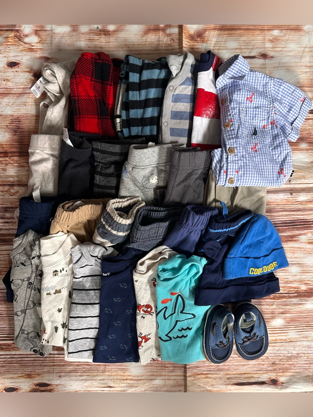 Baby Boy 27 Piece Sz 3-6 Month Carter’s Okie Dokie Nautica Cat & Jack Bundle